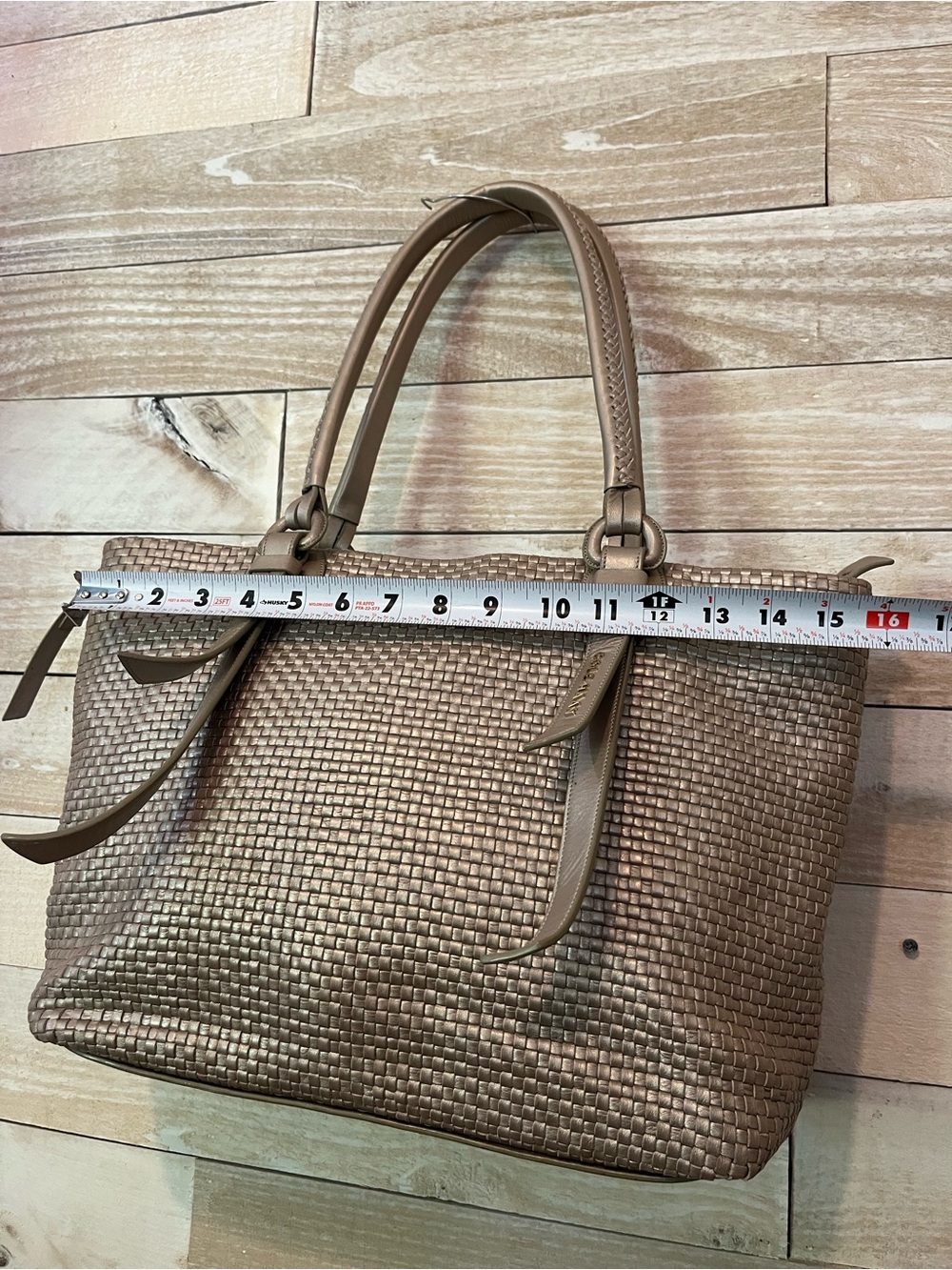Cole Haan Metallic Woven Tote in Light Pewter - Picture 8 of 11